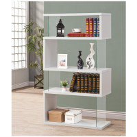 Coaster Furniture 800300 4-tier Bookcase White Glossy and Clear